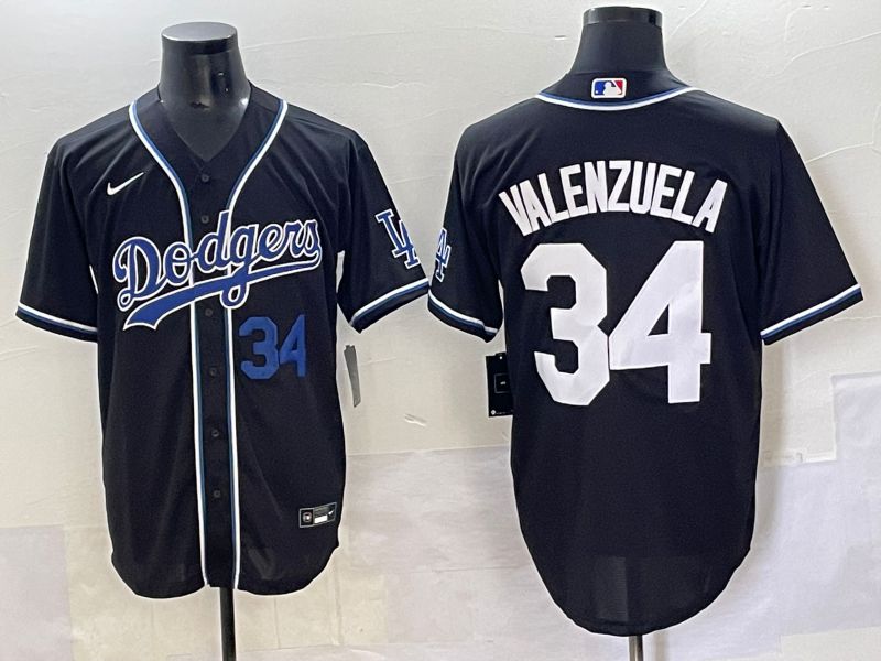 Men 2025 Los Angeles Dodgers #34 Valenzuela Black Three generations Fashion Nike MLB Jersey style 7045->los angeles dodgers->MLB Jersey